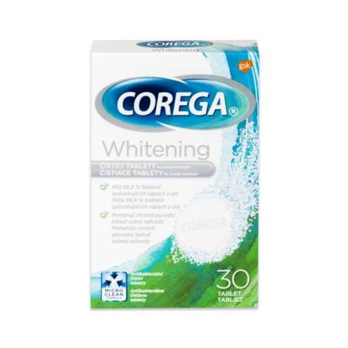 Corega Whitening - отбеливающие таблетки, 30 шт
